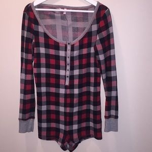 Victoria Secret Plaid Thermal Short Onesie